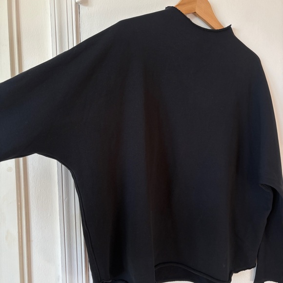 Frank & Eileen Sz M EFFIE Sweatshirt Long-Sleeve Funnel Neck Capelet Navy - Picture 5 of 8